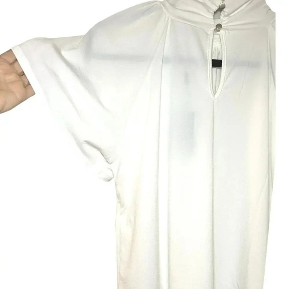 NWT Cable&Gauge Women’s Short Sleeve Rose Collar Blouse Whispering White Size L - Picture 6 of 6